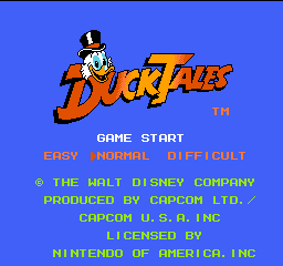 Duck Tales title screen for NES